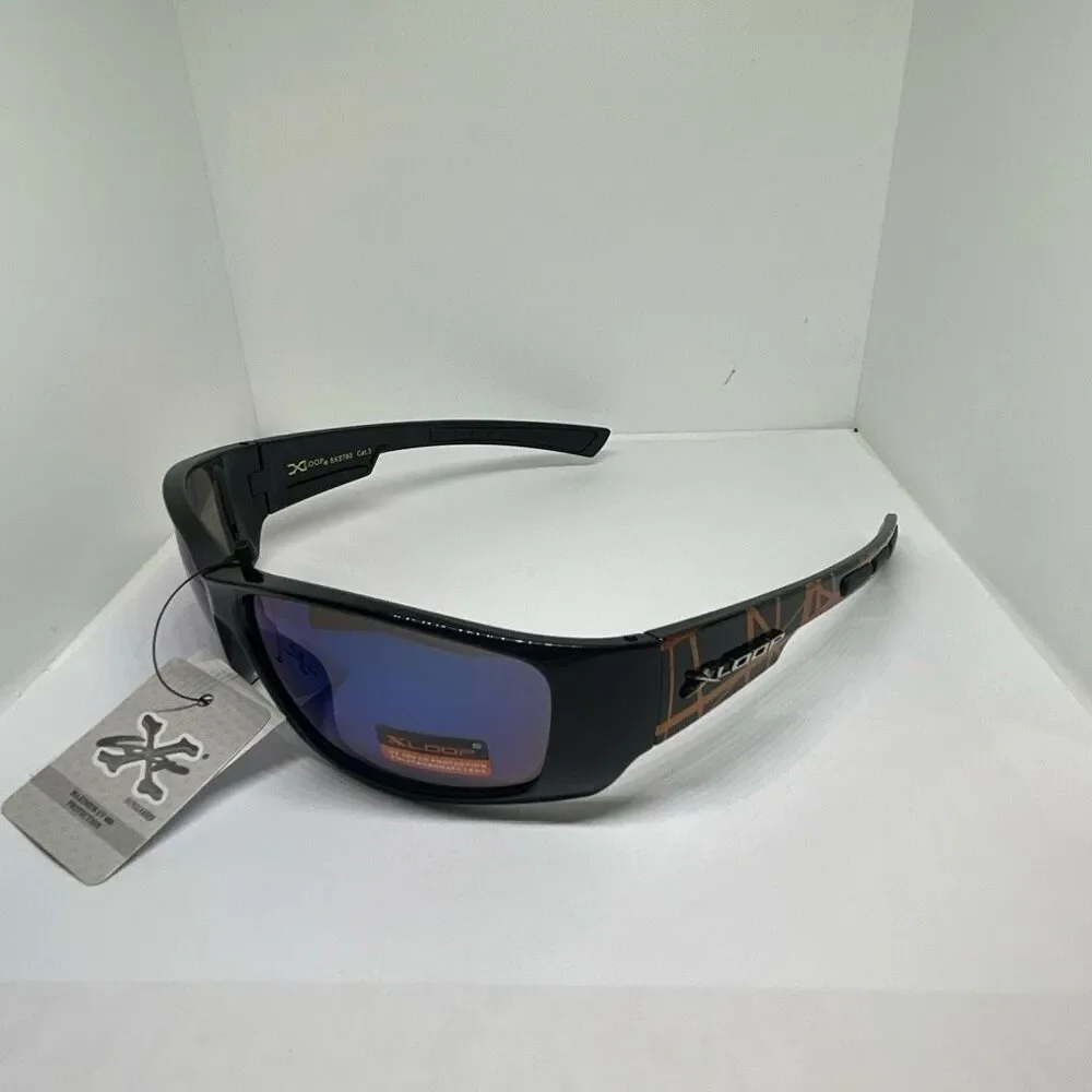 X-Loop Wrap Around Sunglasses Mirrored Lens UV400 Protection